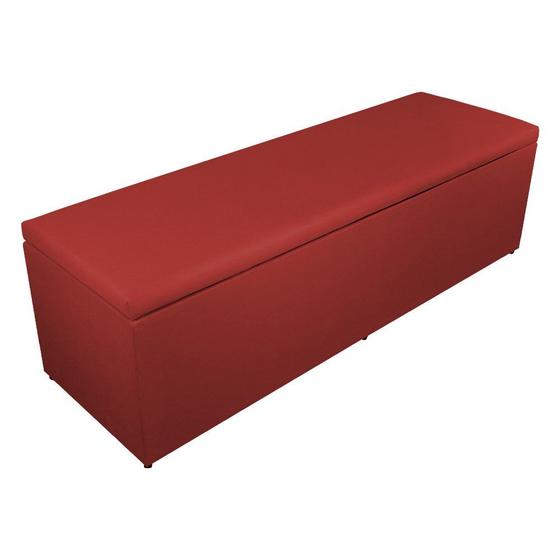 Imagem de Calçadeira Recamier Baú Casal 140cm Eva Suede Vermelho - DS Estofados