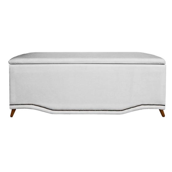 Imagem de Calçadeira Recamier Baú Casal 140cm Greta Suede Branco - DS Estofados