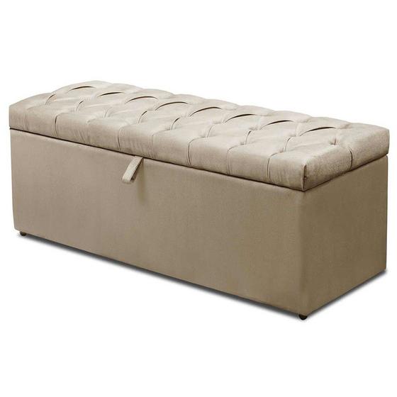 Imagem de Calçadeira Recamier Baú Casal 140cm Italia Suede Marfim - Estopar