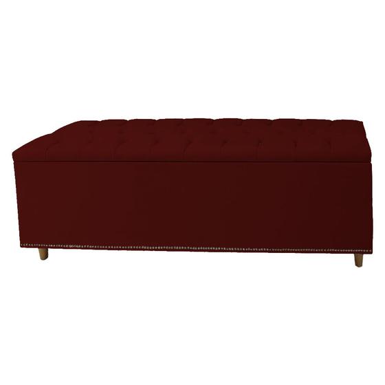 Imagem de Calçadeira Recamier Baú Casal King 195cm Diana Suede Bordô - DS Estofados