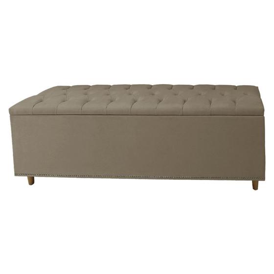 Imagem de Calçadeira Recamier Baú Casal King 195cm Diana Suede Capuccino - DS Estofados