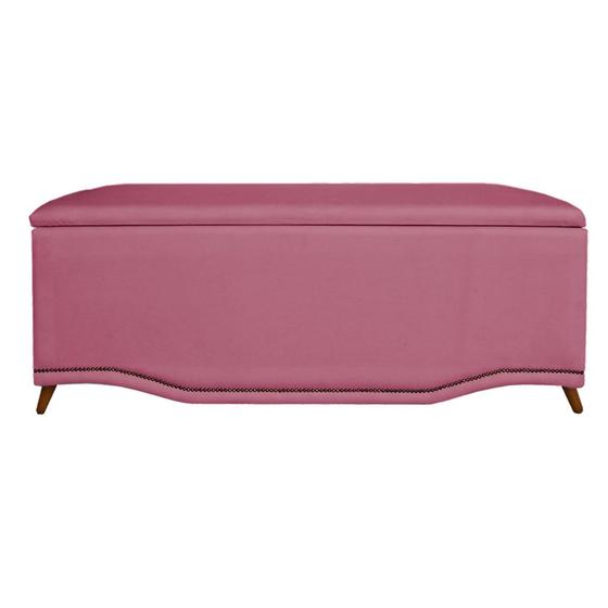 Imagem de Calçadeira Recamier Baú Casal Queen 160cm Greta Suede Rosa - DS Estofados