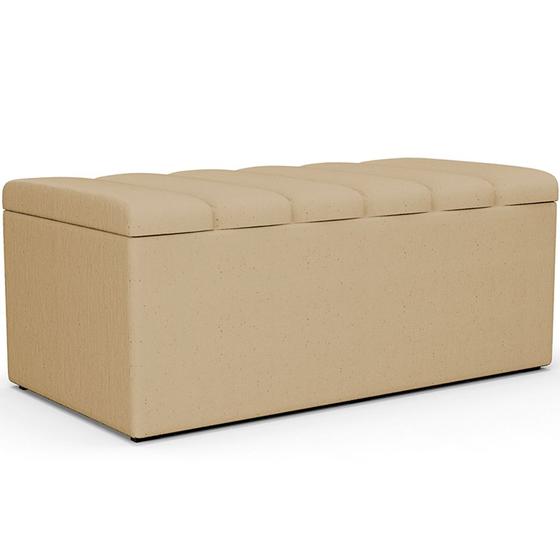 Imagem de Calçadeira Recamier Baú Para Cama Box Solteiro Dália 100x50 Cm W01 Linho Bege Escuro - Lyam Decor