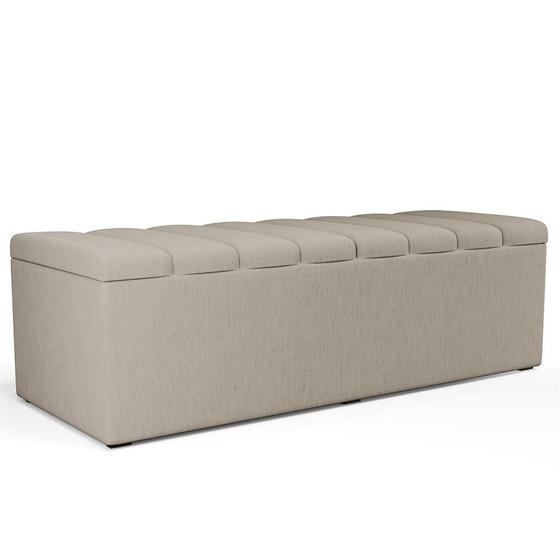 Imagem de Calçadeira Recamier Baú Para Cama De Casal Dália 140x50 Cm W01 Linho Bege - Lyam Decor