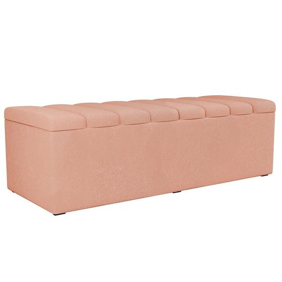 Imagem de Calçadeira Recamier Baú Para Cama De Casal Dália 140x50 Cm W01 Linho Rosê - Lyam Decor