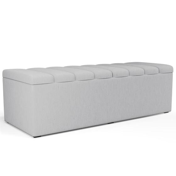 Imagem de Calçadeira Recamier Baú Para Cama De Casal Queen Dália 160x50 Cm W01 Linho Cinza - Lyam Decor