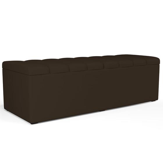 Imagem de Calçadeira Recamier Baú Para Cama De Casal Queen Dália 160x50 Cm W01 Suede Marrom - Lyam Decor