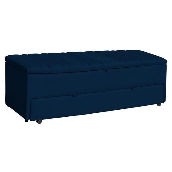 Imagem de Calçadeira Recamier Sapateira Baú 140cm Casal Ayla Tampo Reto Suede - Estopar
