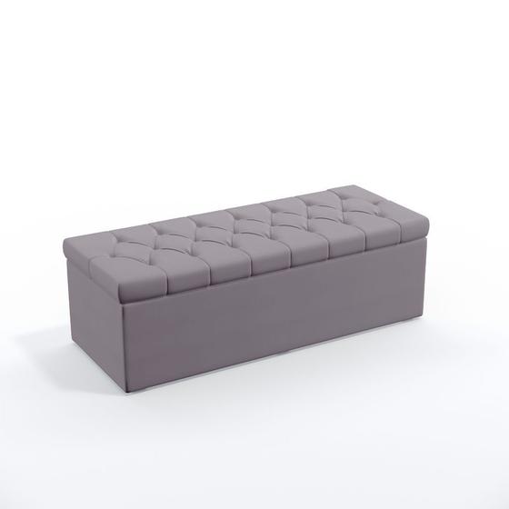 Imagem de Calçadeira Sagitarius Estofada 140 Para Cama Box de Casal N-023 Veludo Cinza Claro Aradecor