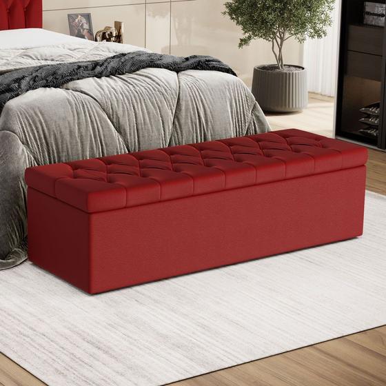 Imagem de Calçadeira Sagitarius Estofada 160 para Cama Box Queen A-020 Couro Artificial Vermelho Aradecor