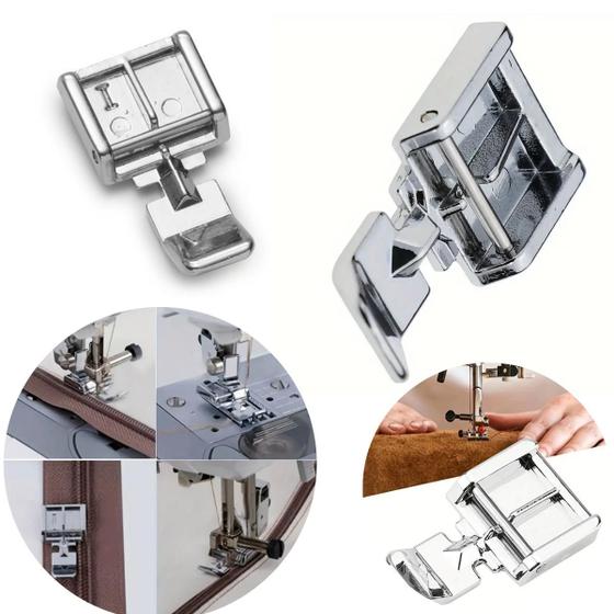Imagem de Calcador sapata sapatilha larga para pregar aplicar zíper comum maquinas domesticas caseira