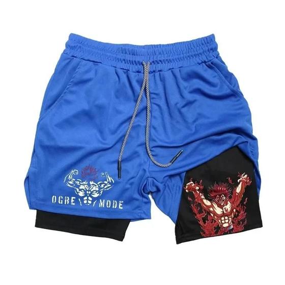 Imagem de Calção Esportivo Masculino 2 em 1 com Estampa de Anime - Ideal para Corrida e Treino
