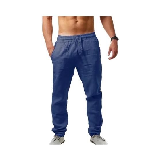 Imagem de Calças de Linho Masculinas para Verão - Respiráveis, Soltas e Estilo Streetwear