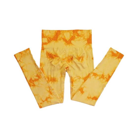 Imagem de Calças de Yoga Cintura Alta Push Up Sem Costura Tie Dye - Fitness e Treino