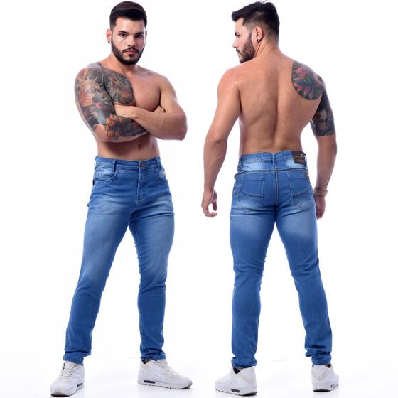 Imagem de Calças Jeans Slim Com Lycra Azul Claro Originais - Zaretã.