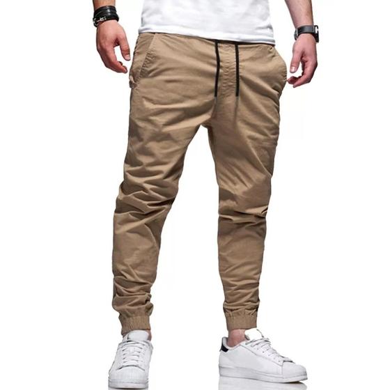 Imagem de Calças Jogger Jeans Camuflada Masculina Com Punho Elástico