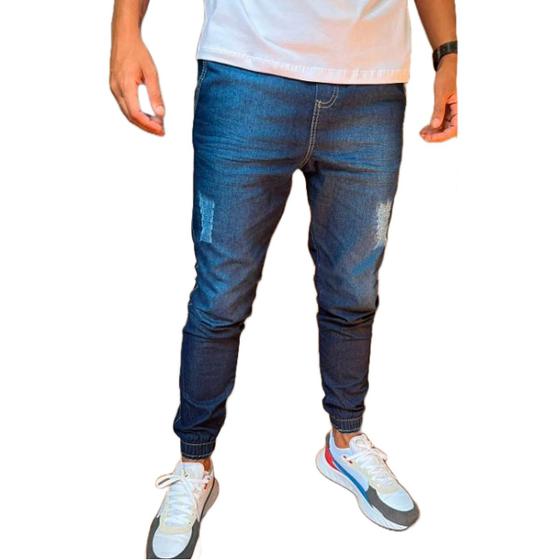 Imagem de Calças Jogger Jeans Camuflada Masculina Com Punho Elástico