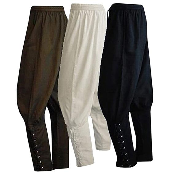 Imagem de Calças WISHU Medieval Viking Navigator Pirate Masculinas Pretas XL