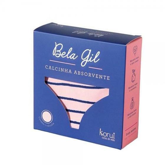 Imagem de Calcinha Absorvente Korui Bela Gil Rosa E Azul Listrada GG