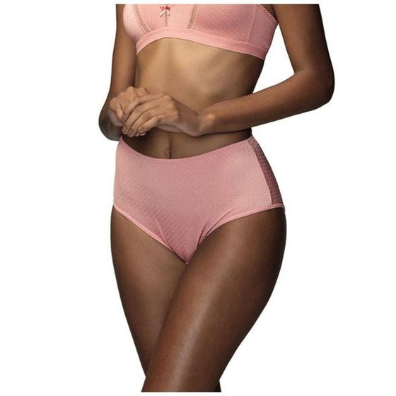 Imagem de Calcinha Calça Bibelô DeMillus 26487 Tamanho EG Clássica Elastano com Relevo em Poá Cor Rosa Blush