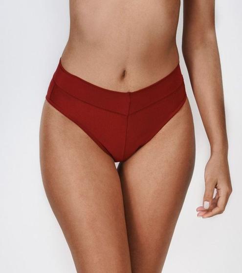Imagem de Calcinha Calça Cavada Cítara DeMillus 26065 Tamanho ME Em Elastano Cós duplo e Sem Elástico Carmim