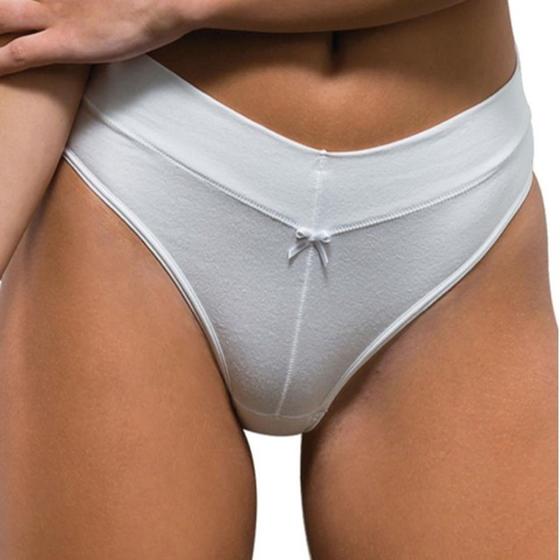 Imagem de Calcinha Calça Cavada Secret Cotton DeMillus 26058 Tamanho EG Cós Duplo Sem Elástico Cor Branca