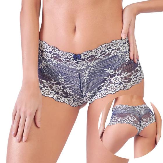 Imagem de Calcinha Caleçon Short Rendado Lingerie Lazada Transparente