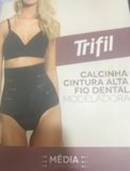 Imagem de Calcinha Cintura Alta Fio Dental Modeladora - Tamanho Pequeno  - Cor Preto