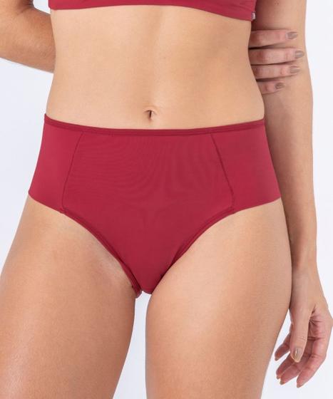 Imagem de Calcinha cós alto em microfibra, lisa, com laterais duplas e reforço na barriga