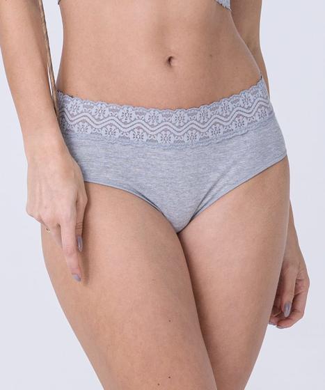 Imagem de Calcinha de algodão empina bumbum, lisa, com cintura em renda e frufru