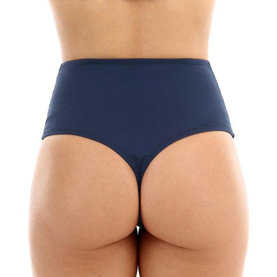 Imagem de Calcinha de biquíni avulsa hot pants sunkini fio dental lateral larga cintura alta retrô forrada