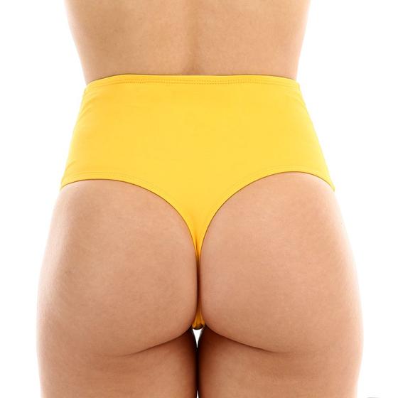 Imagem de Calcinha de biquíni avulsa hot pants sunkini fio dental lateral larga cintura alta retrô forrada