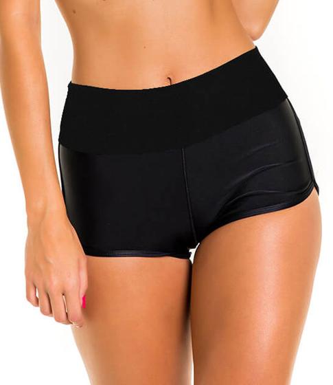 Imagem de Calcinha De Biquíni Shortinho Preto Cintura Alta Uv50+ Kalini Beachwear