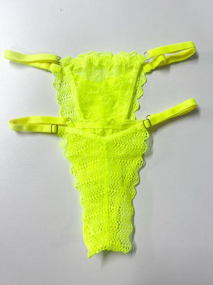 Imagem de Calcinha de Regulagem Tule Com Detalhes Em Renda Neon