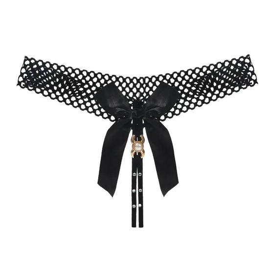 Imagem de Calcinha de Renda Transparente Sexy Feminina - G-string com Detalhe em Laço