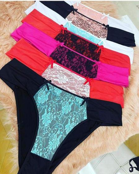 Imagem de Calcinha em tecido Poliester com renda -JMartins - Feminino Adulto - Cor Preto - Tamanho M