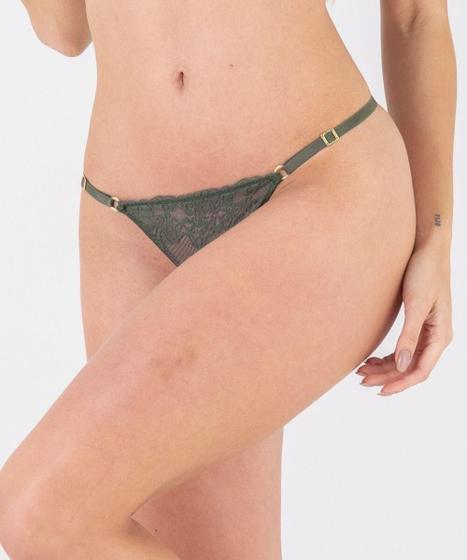 Imagem de Calcinha fio dental de renda, modelo string com laterais reguláveis