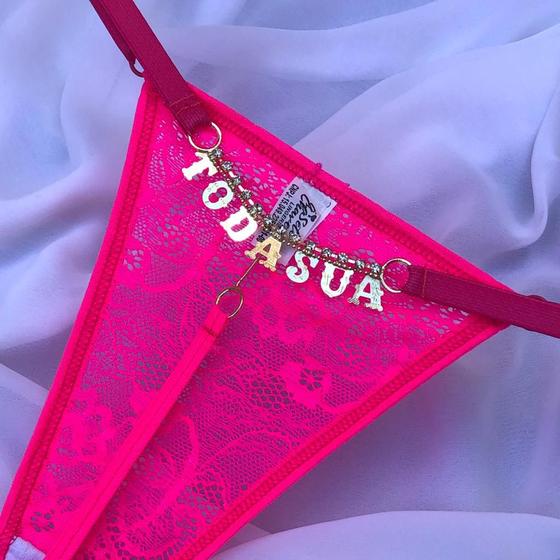 Calcinha Fio Dental Sexy Tanguinha Tanga Com Bijuteria, fio letrinha