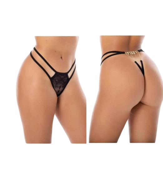 Imagem de Calcinha Fio Dental Strass Xerepix Frases Escrita Com Strass