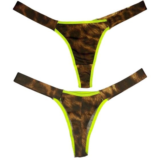 Imagem de Calcinha Fio Duplo Animal Print Neon Luxo Sensual Amarelo