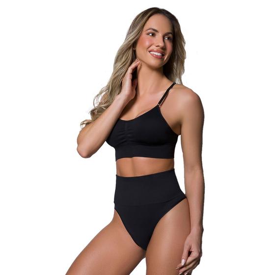 Imagem de Calcinha Selene Original Redutora De Medidas Confortável Sem Costura Fio Dental Com Cós Alto