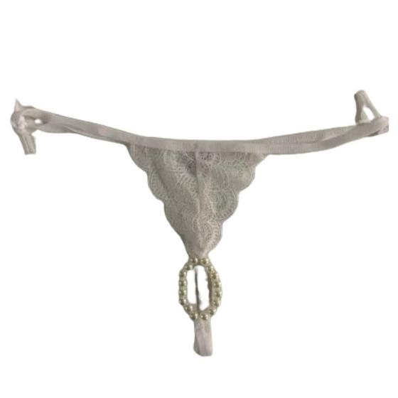 Imagem de Calcinha Tailandesa Pérola Massageadora Tanga De Renda Luxo Feminino Lingerie Sexy Sensual