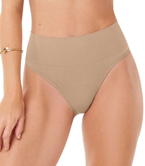 Imagem de Calcinha Tanga Cós Alto Sem Costura Zee Rucci Bege