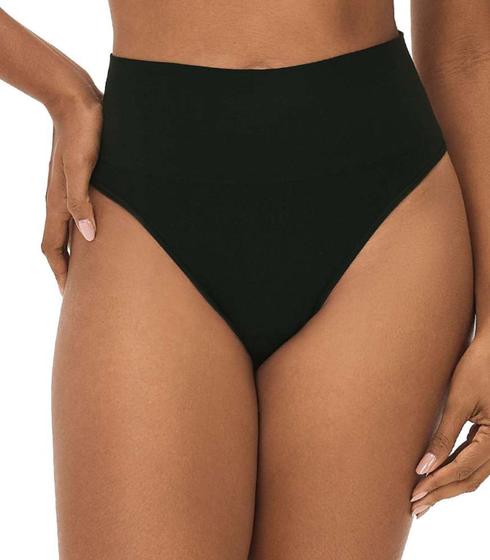 Imagem de Calcinha Tanga Cós Alto Sem Costura Zee Rucci Preto