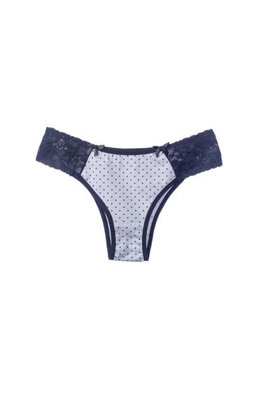 Imagem de Calcinha tanga de algodão e renda