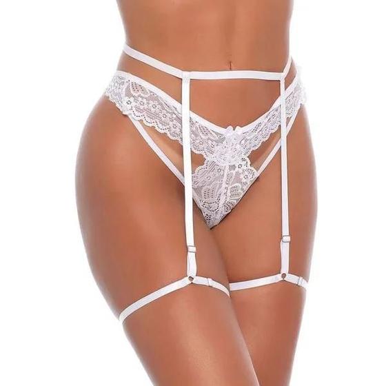 Imagem de Calcinha Tanga em Renda  com Cinta Liga Patitex