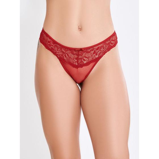 Imagem de Calcinha tanga fio sexy de renda tule transparente sensual