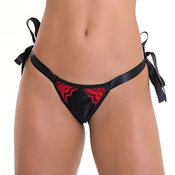 Imagem de Calcinha Tanga Striper Preta e Vermelha