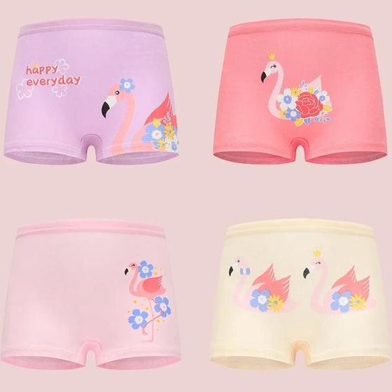 Imagem de Calcinhas De Algodão Com Desenho De Unicórnio Para Meninas, Pacote Com 4, Respirável, Cueca Boxer