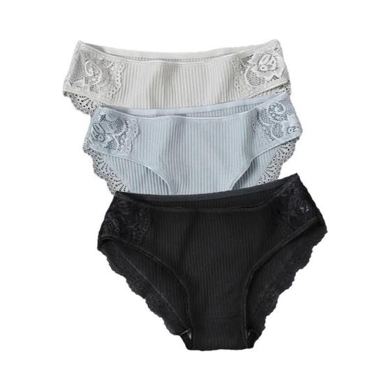 Imagem de Calcinhas Femininas de Algodão com Renda Floral - Confortáveis e em Cores Sólidas (M-XXL)